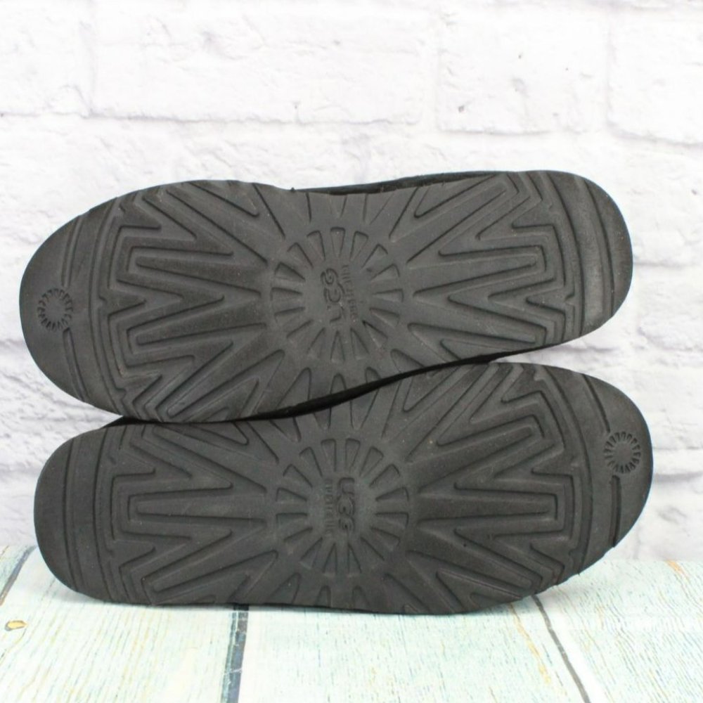 UGG Australia Tasman Black Suede Slip On Shearling Lined Slippers Size 12 - Picture 10 of 10